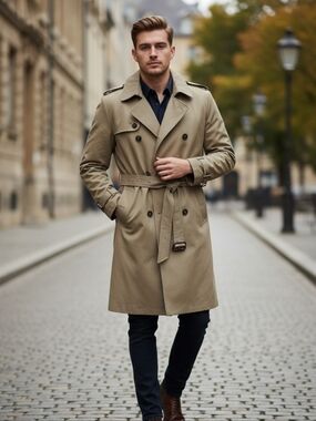 VTG Classic Oakton Ltd Trench Coat 46 L Brown Taupe Removable Liner Rain Jacket